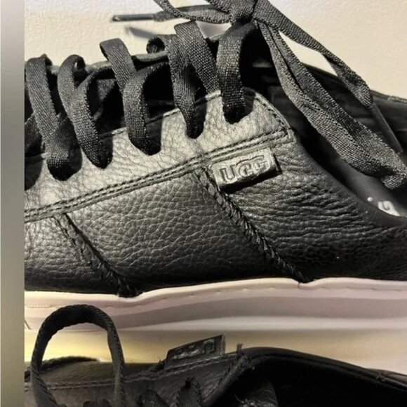 UGG Alameda Black Leather Sneakers Size 10 - Picture 3 of 5